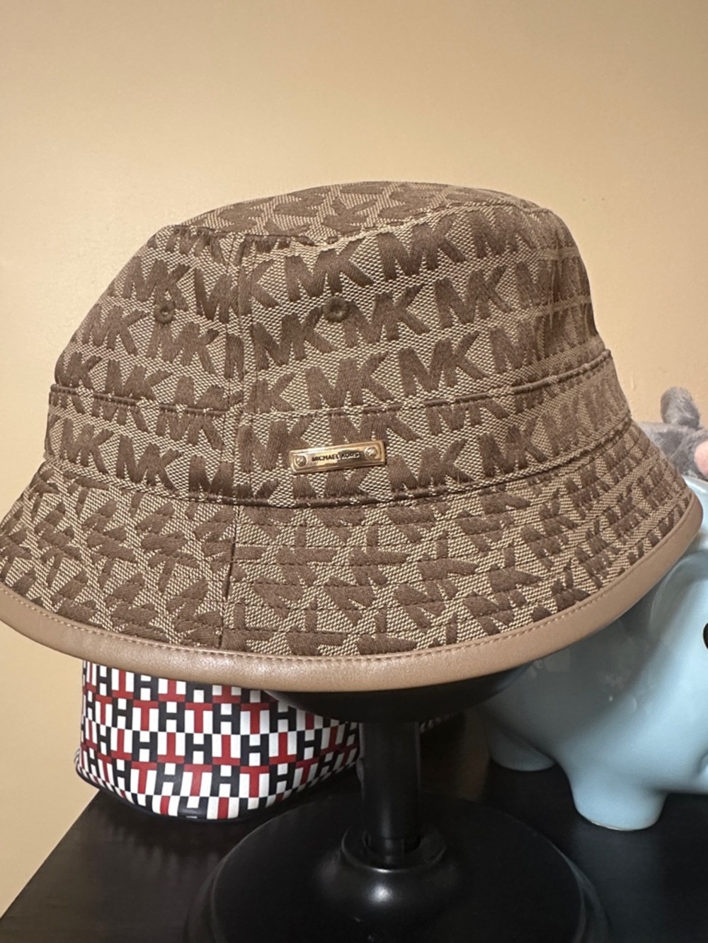 Michael Kors Taupe Brown Monogram Bucket Hat